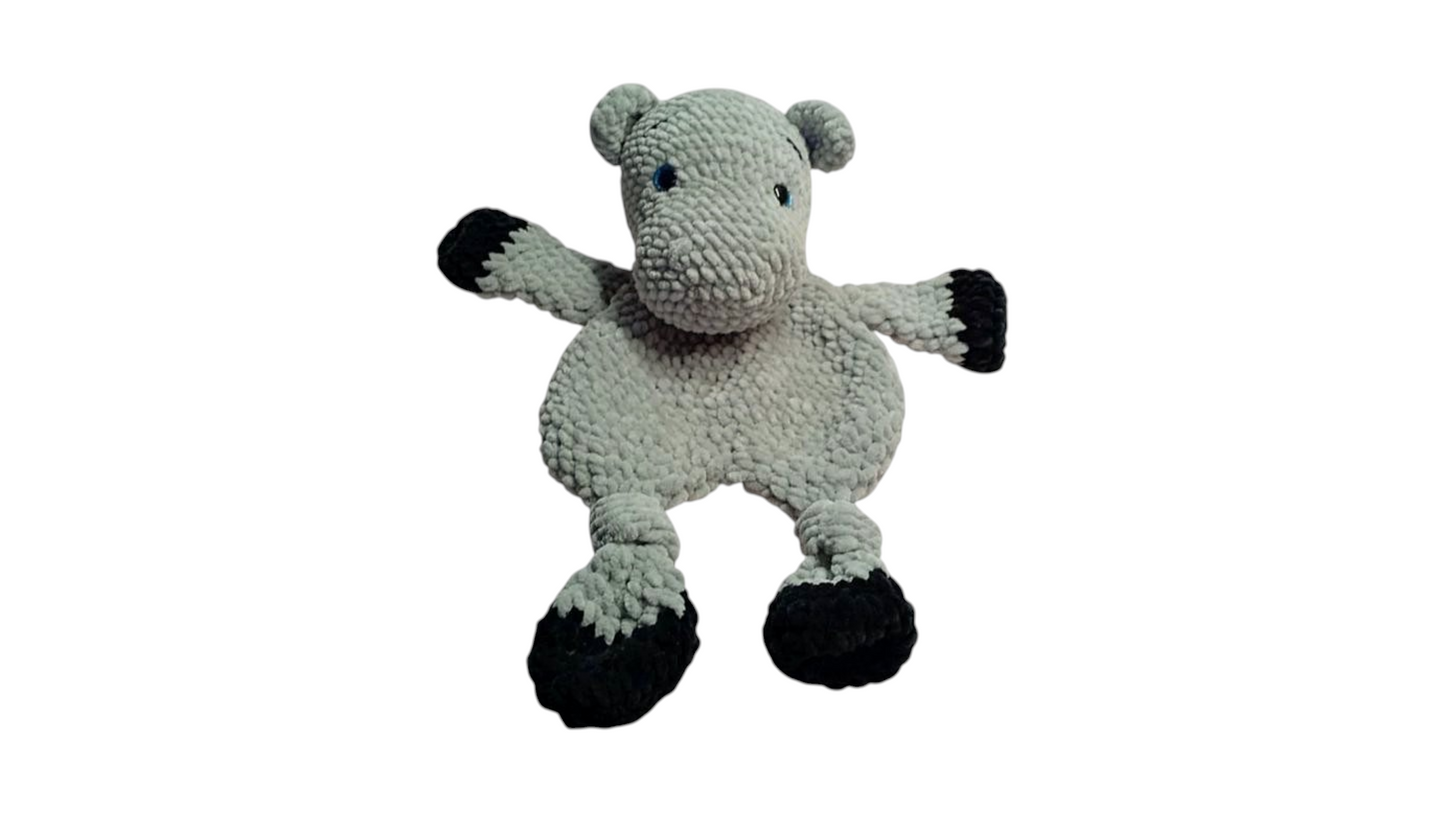 Χειροποίητο πλεκτό κουκλάκι αγκαλίτσα – Ιπποποταμάκι– 42 εκατοστά-Happy Love Creation