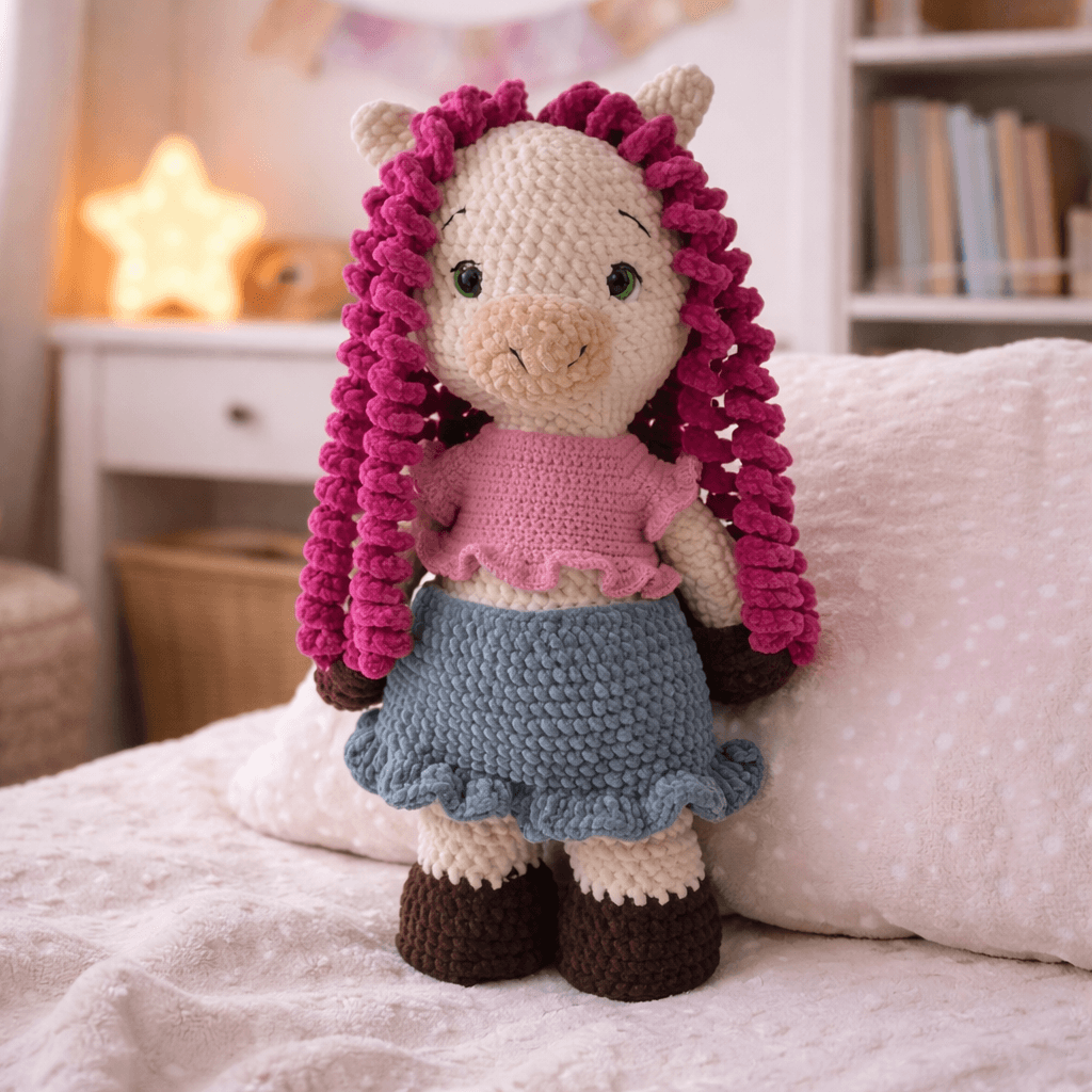 Νεφέλη – Χειροποίητο Πλεκτό Αλογάκι Αγκαλιάς 50εκ | Happy Love Creation