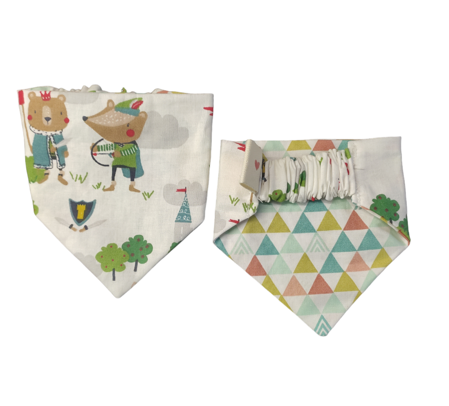 Παιχνιδιάρικες χειροποίητες μπαντάνες σκύλων διπλής όψης-Ρομπέν των δασών-Happy Love Creation