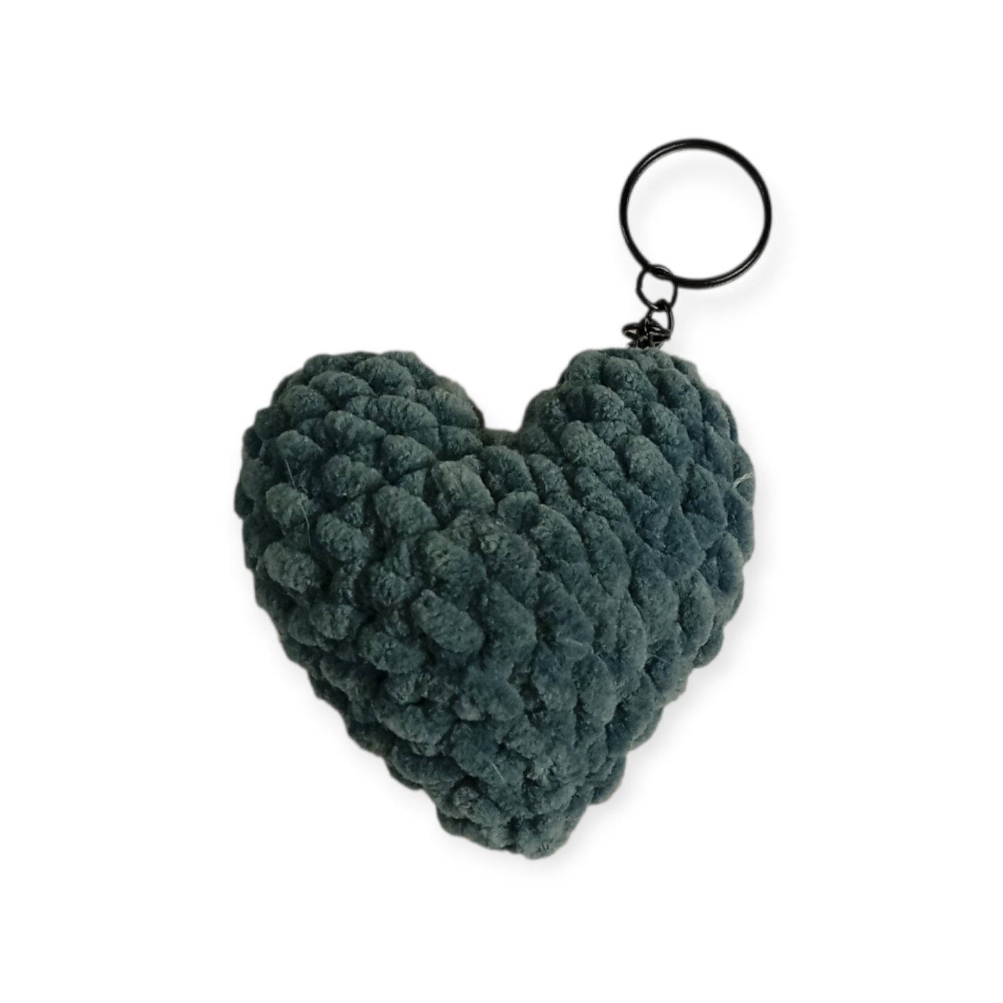 Χειροποίητη πλεκτή καρδούλα μπρελόκ γκρί-Happy Love Creation