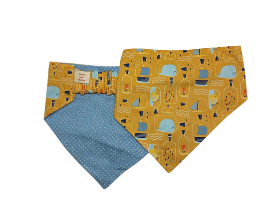 Παιχνιδιάρικες χειροποίητες μπαντάνες σκύλων διπλής όψης-Φάλαινες-Happy Love Creation