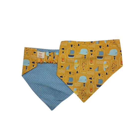 Παιχνιδιάρικες χειροποίητες μπαντάνες σκύλων διπλής όψης-Φάλαινες-Happy Love Creation