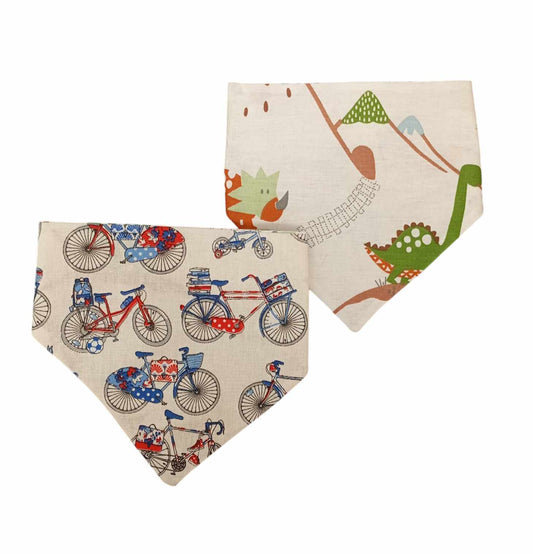 Παιχνιδιάρικες χειροποίητες μπαντάνες σκύλων διπλής όψης-Ποδήλατα-Happy Love Creation