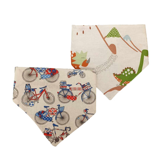 Παιχνιδιάρικες χειροποίητες μπαντάνες σκύλων διπλής όψης-Ποδήλατα-Happy Love Creation