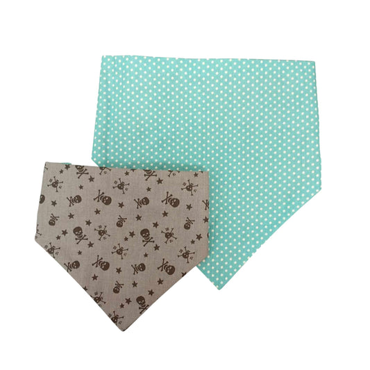 Παιχνιδιάρικες χειροποίητες μπαντάνες σκύλων διπλής όψης-Νεκροκεφαλές-Happy Love Creation 