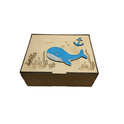 Ξύλινο Memory Box με Φαλαινάκι – Προσωποποιημένο Κουτί Αναμνήσεων για Νεογέννητο