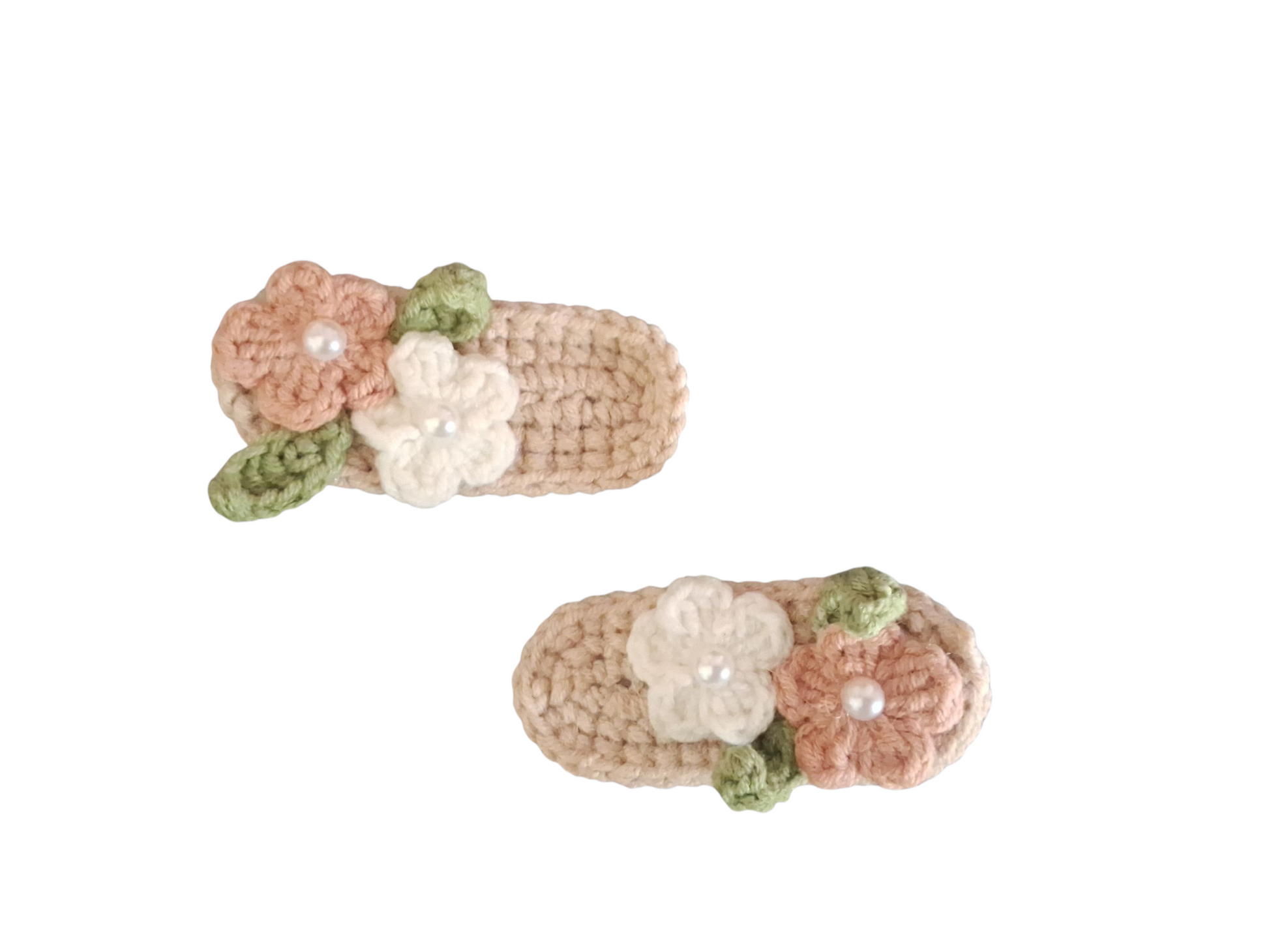 Χειροποίητα Πλεκτά Τσιμπιδάκια Μαλλιών «Vintage Blossom» (Σετ 2 τεμ.)-Happy Love Creation