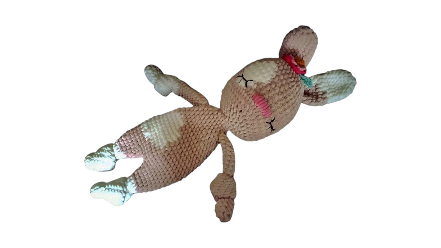 Χειροποίητο Πλεκτό Κουκλάκι Κουνελάκι -Αγκαλίτσα Νάνι– 54 εκ.-Happy Love Creation