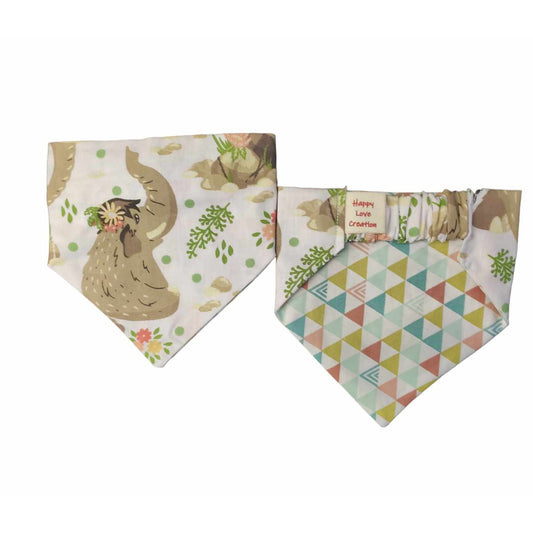 Παιχνιδιάρικες χειροποίητες μπαντάνες σκύλων διπλής όψης-Μαμούθ-Happy Love Creation