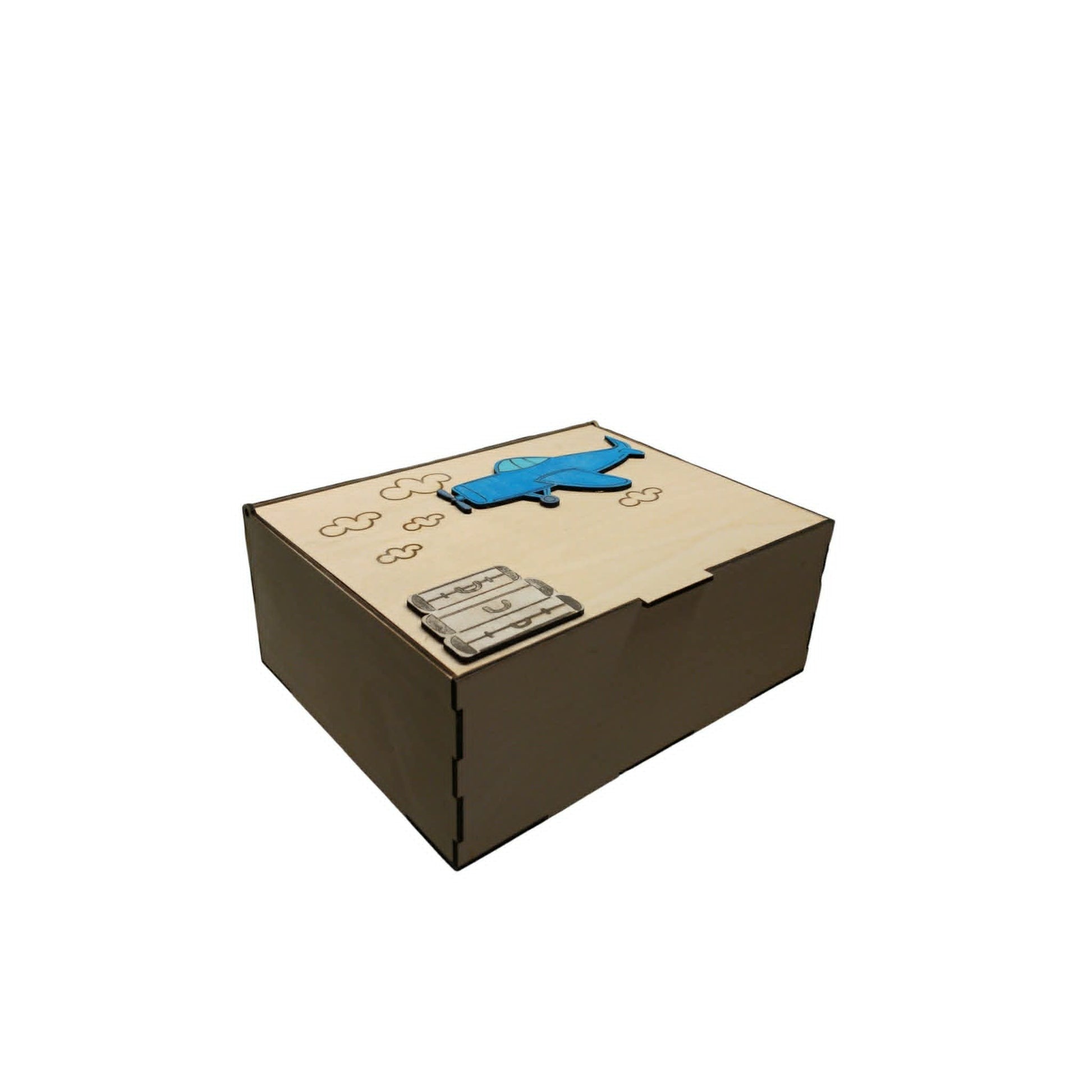Προσωποποιημένο Ξύλινο Memory Box με Αεροπλανάκι & Στοιχεία Γέννησης
