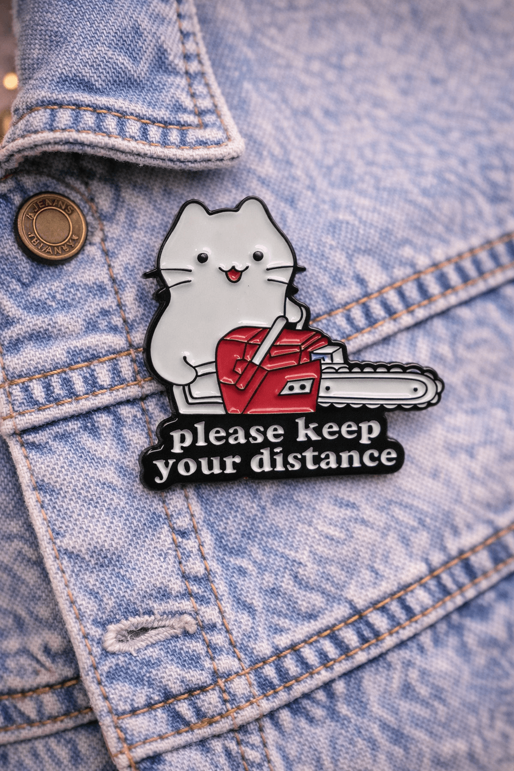 Μεταλλική καρφίτσα Please keep your distance | Happy Love Creation