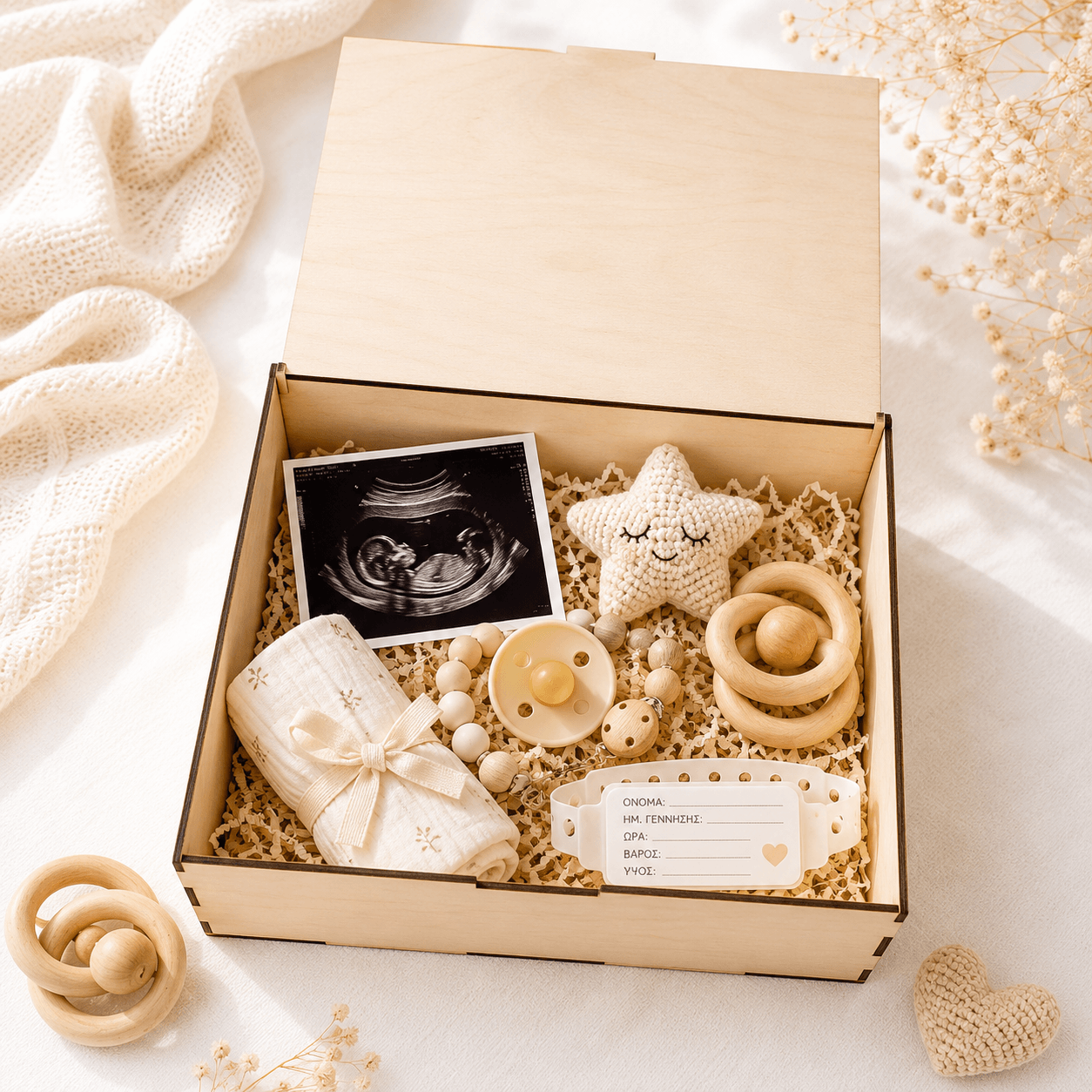 Προσωποποιημένο Memory Box με Αλεπουδίτσα και Μπαλόνια- Ξύλινο Κουτί Αναμνήσεων