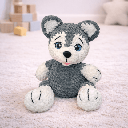 Χάσκι ο Γλυκός Γκρι Φίλος Amigurumi 32εκ. | Happy Love Creation