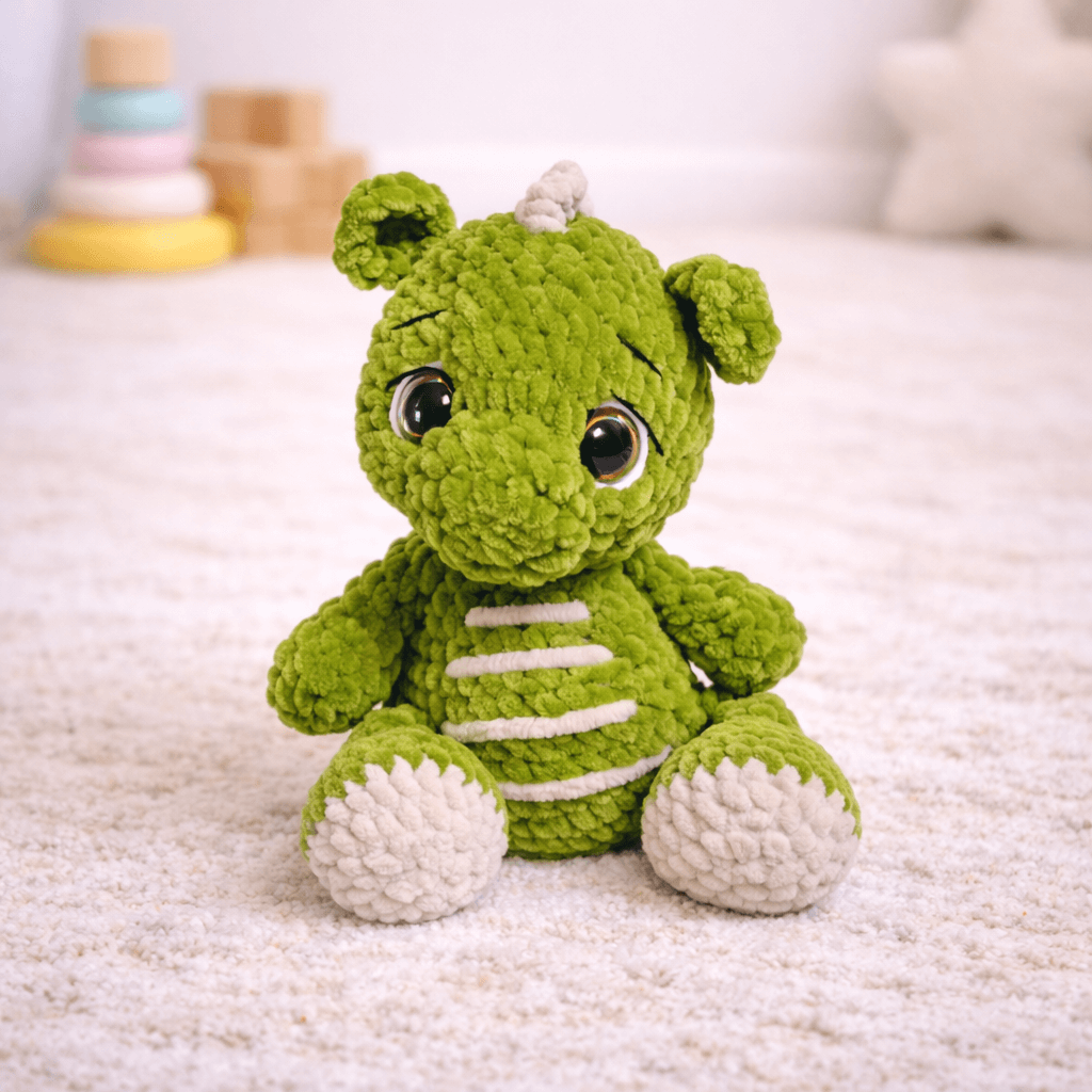 Ντράκο το Πράσινο Δρακάκι Amigurumi 25εκ. | Happy Love Creation