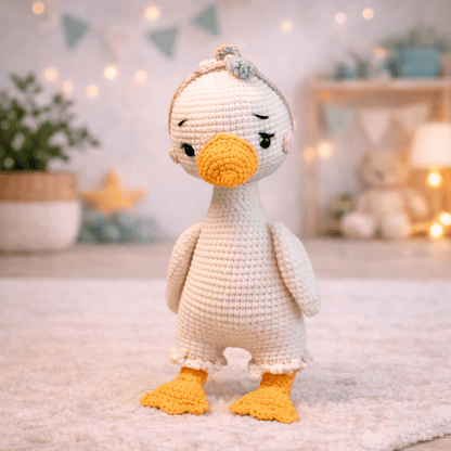 Λίλι – Χειροποίητο Πλεκτό Παπάκι Amigurumi 28 εκ. | Happy Love Creation