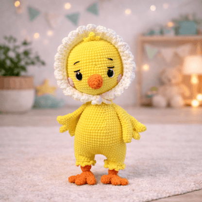 Μαργαρίτα – Χειροποίητο Πλεκτό Παπάκι Amigurumi με Μαργαρίτα | Happy Love Creation