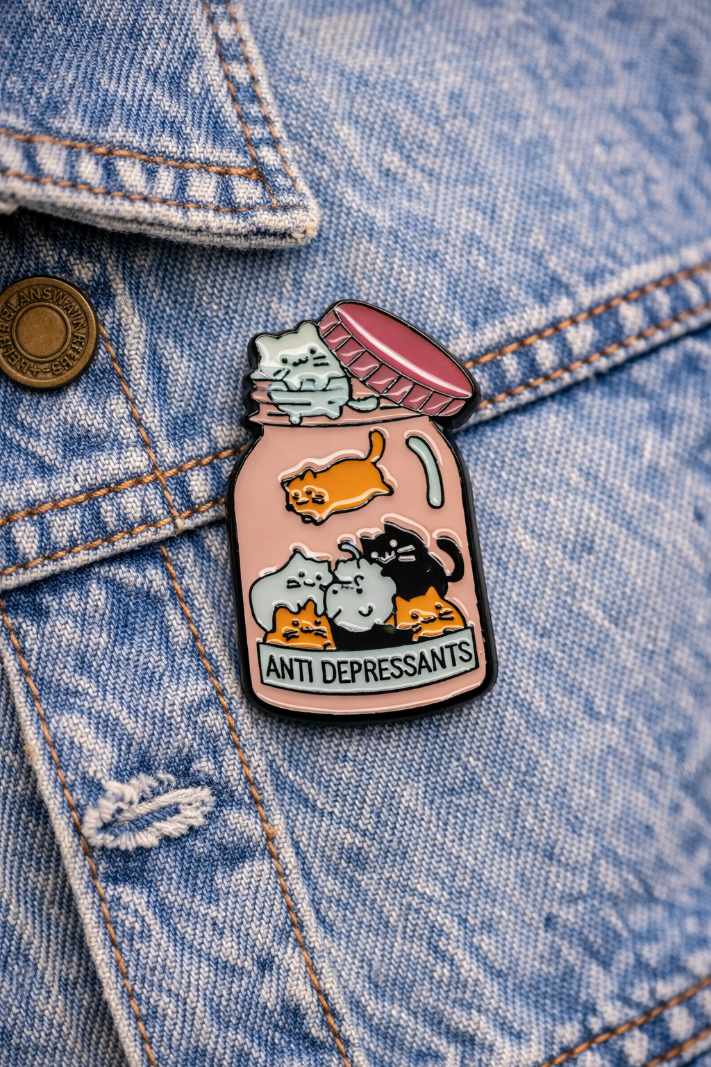 Μεταλλική καρφίτσα Antidepressants cats | Happy Love Creation