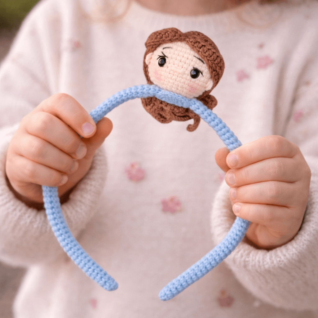 Χειροποίητη Πλεκτή Στέκα Μαλλιών «Amigurumi Doll»-Happy Love Creation