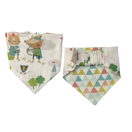 Παιχνιδιάρικες χειροποίητες μπαντάνες σκύλων διπλής όψης-Ρομπέν των δασών-Happy Love Creation