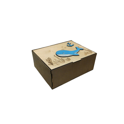 Ξύλινο Memory Box με Φαλαινάκι – Προσωποποιημένο Κουτί Αναμνήσεων για Νεογέννητο