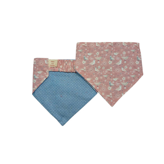 Παιχνιδιάρικες χειροποίητες μπαντάνες σκύλων διπλής όψης-Πουλάκια-Happy Love Creation