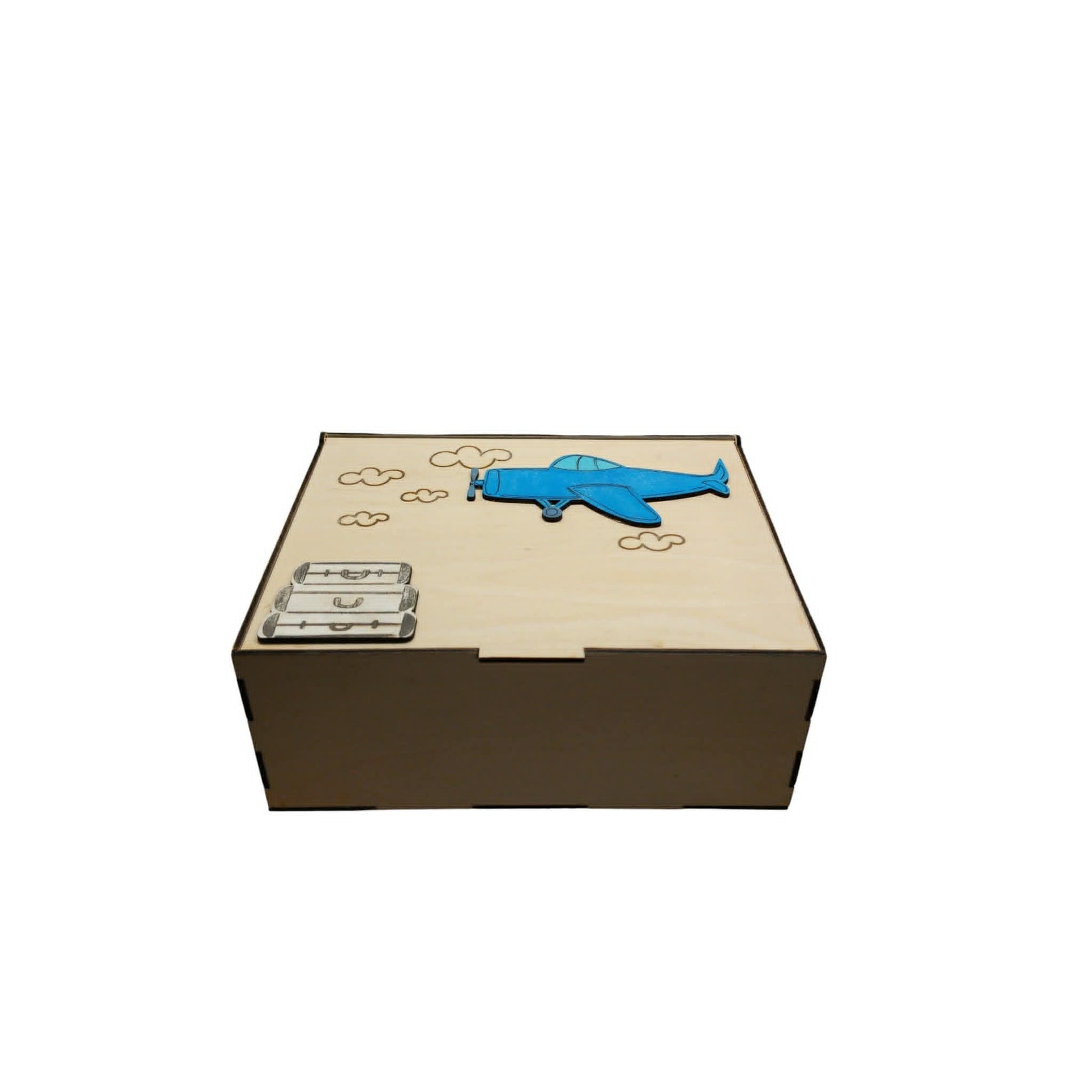 Προσωποποιημένο Ξύλινο Memory Box με Αεροπλανάκι & Στοιχεία Γέννησης