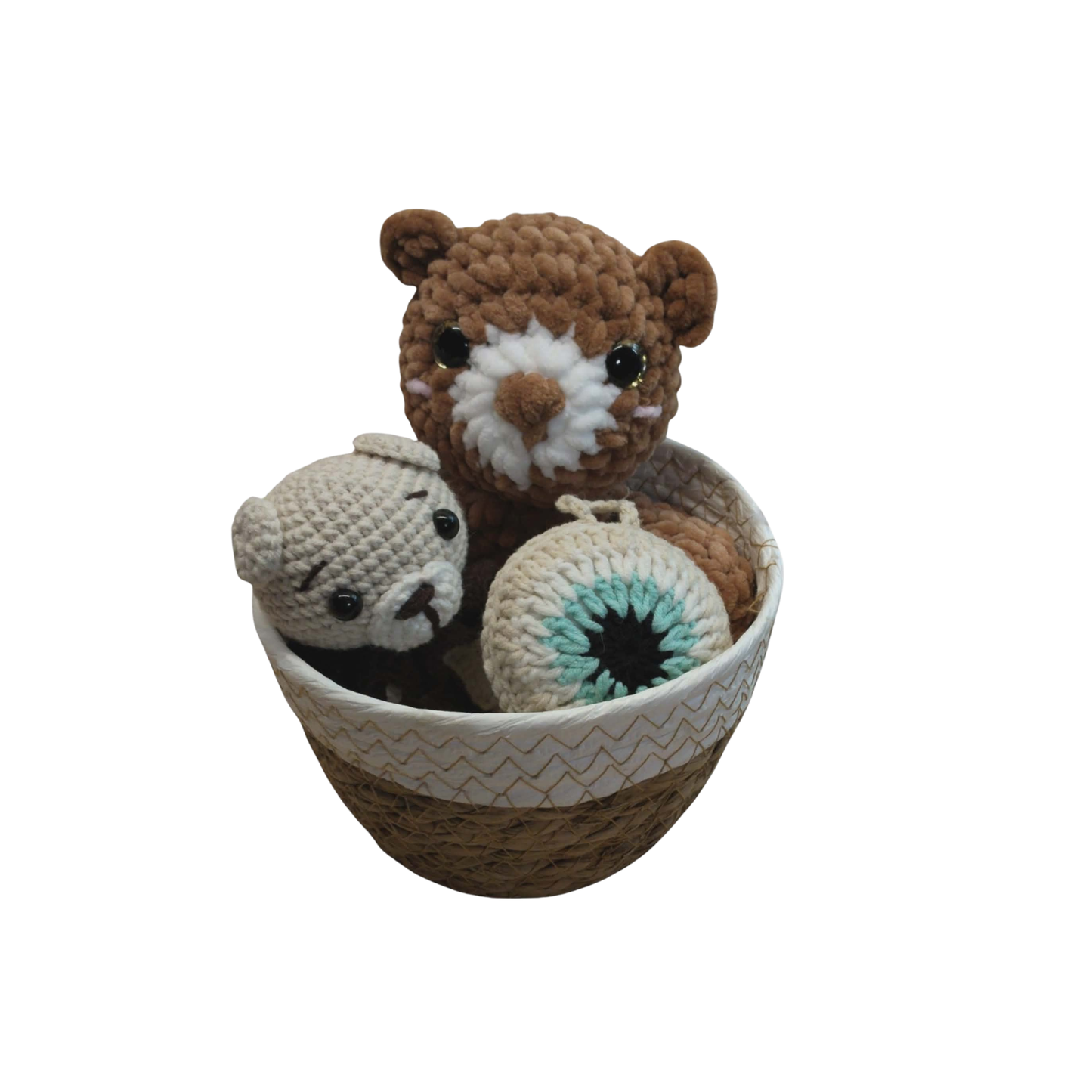 Little Love Set – Cozy Bear | Χειροποίητο σετ δώρου νεογέννητου με νάνι, κουδουνίστρα & φυλαχτό