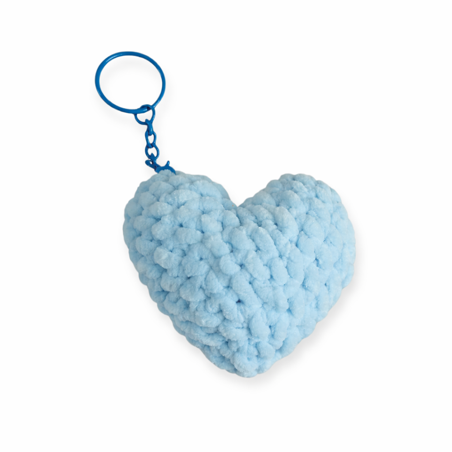 Χειροποίητη πλεκτή καρδούλα μπρελόκ σιελ-Happy Love Creation