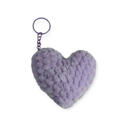 Χειροποίητη πλεκτή καρδούλα μπρελόκ μωβ-Happy Love Creation