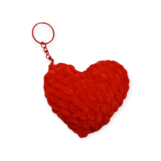 Χειροποίητη πλεκτή καρδούλα μπρελόκ κόκκινη-Happy Love Creation
