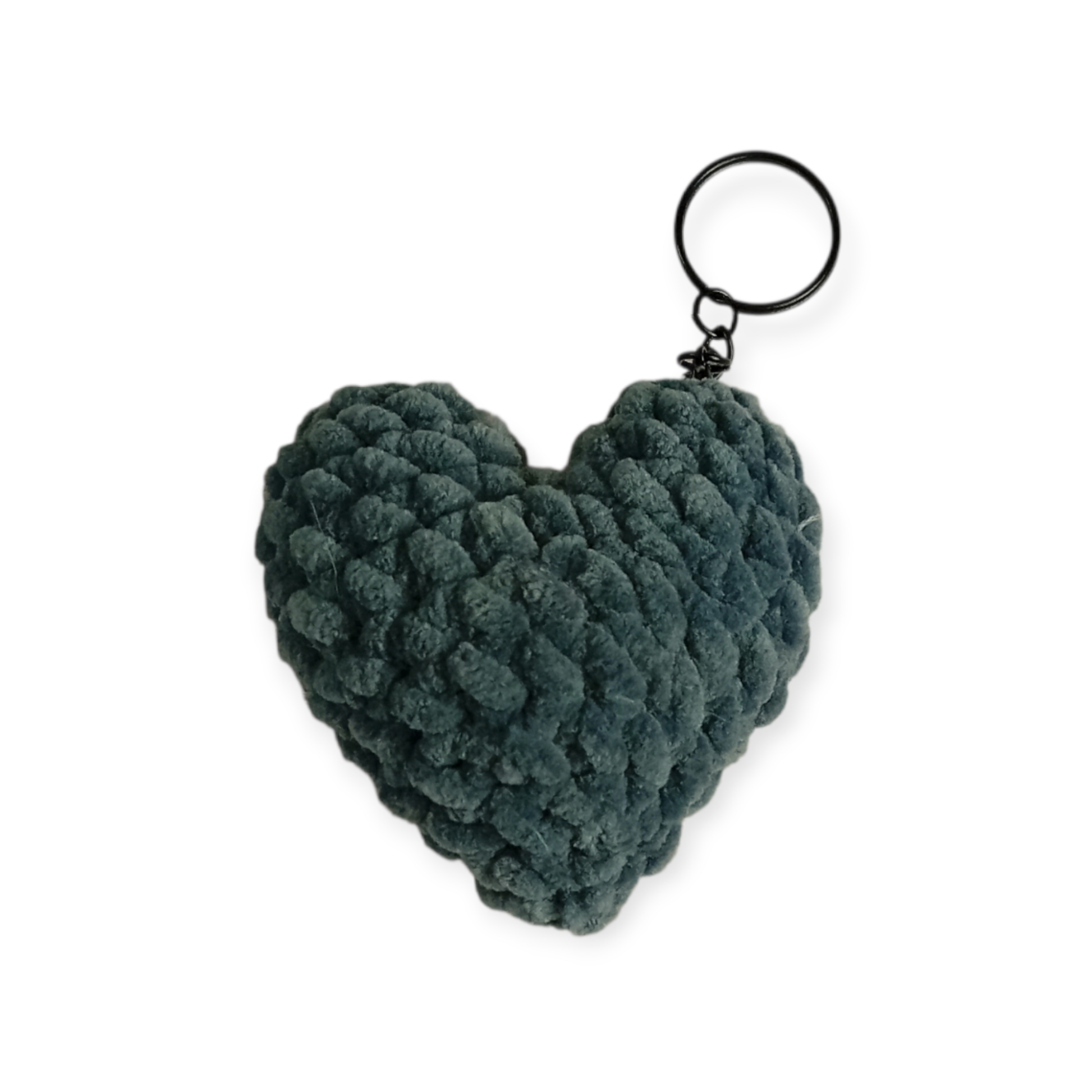 Χειροποίητη πλεκτή καρδούλα μπρελόκ γκρί-Happy Love Creation