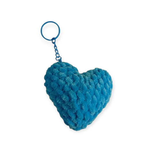 Χειροποίητη πλεκτή καρδούλα μπρελόκ μπλέ-Happy Love Creation
